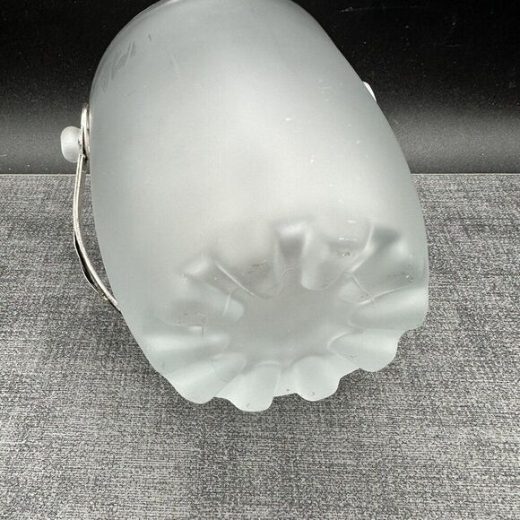 Arte Murano Silvestri Ice Bucket Frosted Glass Metal Rose Pattern Italy Vintage - Picture 7 of 16